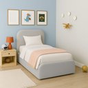 Ver imagem 1 de Cama Infantil Solteiro Cama Valentina Estofada em MDF-MDP Linho Cinza Jasper Móveis