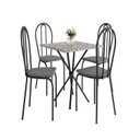 Ver imagem 2 de Conjunto Sala de Jantar Mesa Quadrada 70cm Tampo Granito com 4 Cadeiras Leia Preto/Platina/Ocre