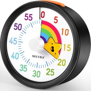 Secura Timer Visual de 60 Minutos com Padrão Arco-íris, Função Pausa (preto)