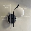 Ver imagem 3 de Kit 2 Arandelas de Parede Moderno Inclinado Preto com Globo 12cm Decoração Casa Sala Quarto Cama