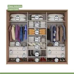Guarda Roupa Casal com 3 Espelhos 3 Portas de Correr 6 Gavetas 270,5cm Spazio Super Glass Móveis Lopas - 5 Guarda Roupa Casal com 3 Espelhos 3 Portas de Correr 6 Gavetas 270,5cm Spazio Super Glass Móveis Lopas - 5