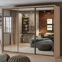 Ver imagem 1 de Guarda Roupa Casal com 3 Espelhos 3 Portas de Correr 6 Gavetas 270,5cm Spazio Super Glass Móveis Lopas