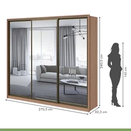 Guarda Roupa Casal com 3 Espelhos 3 Portas de Correr 6 Gavetas 270,5cm Spazio Super Glass Móveis Lopas - 4 Guarda Roupa Casal com 3 Espelhos 3 Portas de Correr 6 Gavetas 270,5cm Spazio Super Glass Móveis Lopas - 4