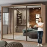 Guarda Roupa Casal com 3 Espelhos 3 Portas de Correr 6 Gavetas 270,5cm Spazio Super Glass Móveis Lopas  - 10