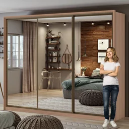 Guarda Roupa Casal com 3 Espelhos 3 Portas de Correr 6 Gavetas 270,5cm Spazio Super Glass Móveis Lopas - 10 Guarda Roupa Casal com 3 Espelhos 3 Portas de Correr 6 Gavetas 270,5cm Spazio Super Glass Móveis Lopas - 10