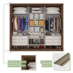 Guarda Roupa Casal 3 Portas de Correr 6 Gavetas 270,5cm Spazio Móveis Lopas - 9 Guarda Roupa Casal 3 Portas de Correr 6 Gavetas 270,5cm Spazio Móveis Lopas - 9