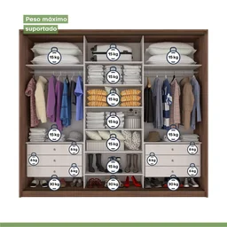 Guarda Roupa Casal 3 Portas de Correr 6 Gavetas 270,5cm Spazio Móveis Lopas - 6 Guarda Roupa Casal 3 Portas de Correr 6 Gavetas 270,5cm Spazio Móveis Lopas - 6