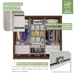 Guarda Roupa Casal 3 Portas de Correr 6 Gavetas 270,5cm Spazio Móveis Lopas - 8 Guarda Roupa Casal 3 Portas de Correr 6 Gavetas 270,5cm Spazio Móveis Lopas - 8
