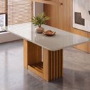 Ver imagem 1 de Mesa de Jantar Retangular 180x90cm MDF/Vidro Jambu CabeCasa MadeiraOriginals Off White/Cinamomo