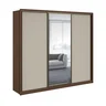 Guarda Roupa Casal com Espelho 3 Portas de Correr 6 Gavetas 270,5cm Spazio Glass Espresso Móveis  - 3