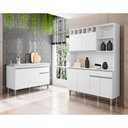 Ver imagem 1 de Balcão Gabinete Cora 3 Portas + Kit Rita 130cm Compacta c/ Nichos Branco - Bela Móveis