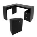 Ver imagem 2 de Mesa Escritório com Armário 2 Portas 2 Gavetas Preto