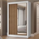 Ver imagem 1 de Guarda-roupa Solteiro 2 Portas de Correr com Espelho 2 Gavetas Branco/rustic Vivare Madesa