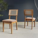 Ver imagem 1 de Kit 2 Cadeiras com Assento Estofado Encosto em Tela 100% MDF Freijó/Taupe Dalla Costa