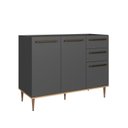 Ver imagem 7 de Cozinha Modulada 5 Peças com Nicho Decorativo Balcão para Cooktop Isabelle Cinza/Freijó/Grafite