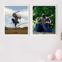Ver imagem 2 de Kit 2 Quadros Ogum - Menino e Homem 33x24cm:madeira Preta