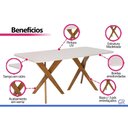 Ver imagem 4 de Mesa Cozinha Cacau Madeira c/Vidro 180cm Madeira/Off Cimol