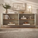 Ver imagem 4 de Balcão Buffet 180cm Porta Lisa Estrutura 100% MDF com Pés em Metal Bege/Louro/Luna/Bronze