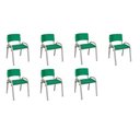 Ver imagem 1 de Kit 7 Cadeiras Infantil Iso, Escola, Base Cinza- Verde Escuro