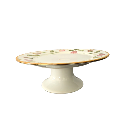 Prato Porta Bolo/torta com Pé - Borda Ouro