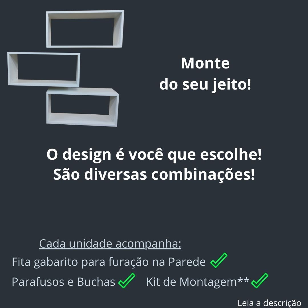 Nicho Retangular Decorativo para Livros Quarto Sala MDF:Branco - 4