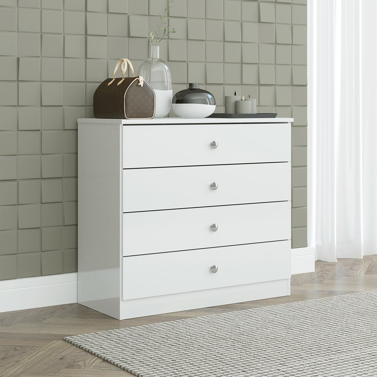 Cômoda para Quarto com 4 Gavetas 75x69cm London Branco 6504 - 2