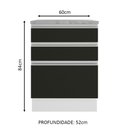 Ver imagem 3 de Balcão Armário de Cozinha 60 cm 3 Gavetas Branco/Preto Glamy Madesa