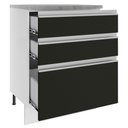 Ver imagem 4 de Balcão Armário de Cozinha 60 cm 3 Gavetas Branco/Preto Glamy Madesa