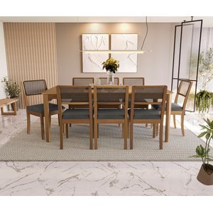 Conjunto Mesa de Jantar com 8 Cadeiras Alda