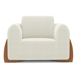 Kit 02 Poltronas e 01 Sofá Bloom 220cm 03 Lugares com Pés de Madeira Bouclê Off White - Desk Design - 12