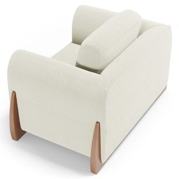 Kit 02 Poltronas e 01 Sofá Bloom 220cm 03 Lugares com Pés de Madeira Bouclê Off White - Desk Design - 14
