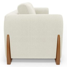 Kit 02 Poltronas e 01 Sofá Bloom 220cm 03 Lugares com Pés de Madeira Bouclê Off White - Desk Design - 17