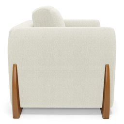 Kit 02 Poltronas e 01 Sofá Bloom 220cm 03 Lugares com Pés de Madeira Bouclê Off White - Desk Design - 13