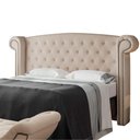 Ver imagem 3 de Cabeceira Cama Box Queen Estofada Pallazo para Quarto em Linho Bege Claro - Larbelle