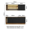 Ver imagem 4 de Armário de Cozinha Completa 220cm Rustic/Preto Agata da Thêmis Madesa