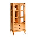 Ver imagem 2 de Cristaleira Rústica Madeira Maciça 2 Portas Vidro Lateral Mel D112vl Denk