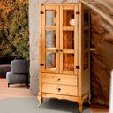 Ver imagem 1 de Cristaleira Rústica Madeira Maciça 2 Portas Vidro Lateral Mel D112vl Denk