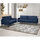 Ver imagem 1 de Sofá Living 3 e 2 Lugares Savana - 2,20/1,58mts com Pé de Ferro Preto - Veludo Azul