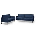 Ver imagem 2 de Sofá Living 3 e 2 Lugares Savana - 2,20/1,58mts com Pé de Ferro Preto - Veludo Azul