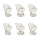 Ver imagem 1 de Kit 6 Poltronas Luxo Alana Bouclê Bege Base Luxo Dourado - Pallazio