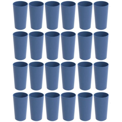 Conjunto 24 Copos Altos de Plástico 500ml Azul Madrugada Refeitório Escolar Lanche Crippa