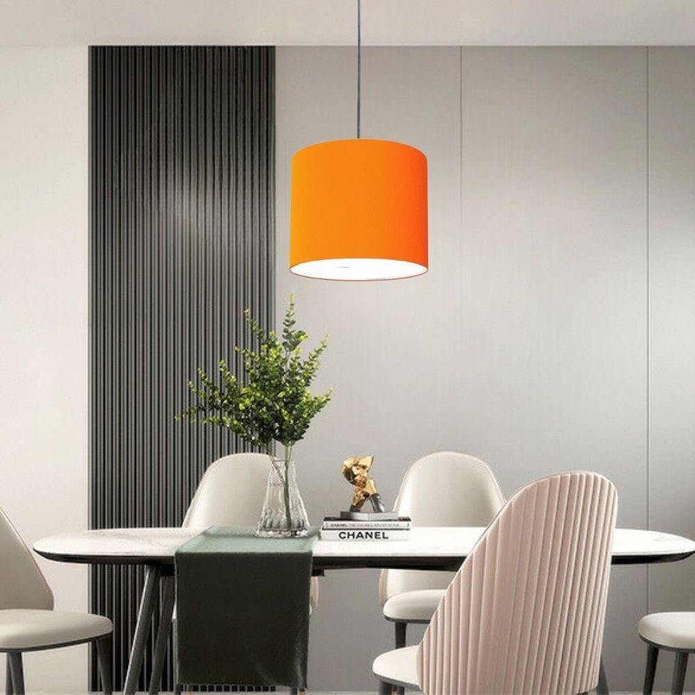 Luminária Pendente Vivare Free Lux Md-4105 Cúpula em Tecido Laranja da Canopla Canopla Preta e Fio - 2