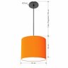 Luminária Pendente Vivare Free Lux Md-4105 Cúpula em Tecido Laranja da Canopla Canopla Preta e Fio - 4