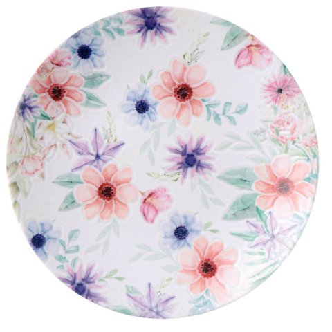 Prato de Sobremesa Floral 21cm em Porcelana Decorada Tramont