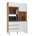 Ver imagem 1 de Armário para Cozinha Kit Livia 120 Cm Amendoa com Branco - Ajl