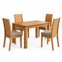 Ver imagem 2 de Conjunto Sala de Jantar 4 Lugares Retangular Tampo MDF 120cm Mesa e Cadeiras Athenas Cinza Amêndoa Clean/Capuccino