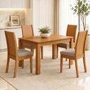 Ver imagem 1 de Conjunto Sala de Jantar 4 Lugares Retangular Tampo MDF 120cm Mesa e Cadeiras Athenas Cinza Amêndoa Clean/Capuccino