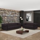 Ver imagem 1 de Conjunto de Sofá Sala de Estar Stanford Chesterfield 2 e 3 Lugares 200cm/260cm Pés Madeira Couro Bor