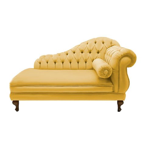 Recamier Divã Namoradeira Larissa 150cm Suede Amarelo - LM DECOR