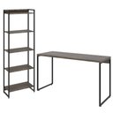 Ver imagem 1 de Kit Estante Areta 5 Prateleiras com Mesa Industrial Aspen 135cm C01 Carvalho Dark - Lyam Decor